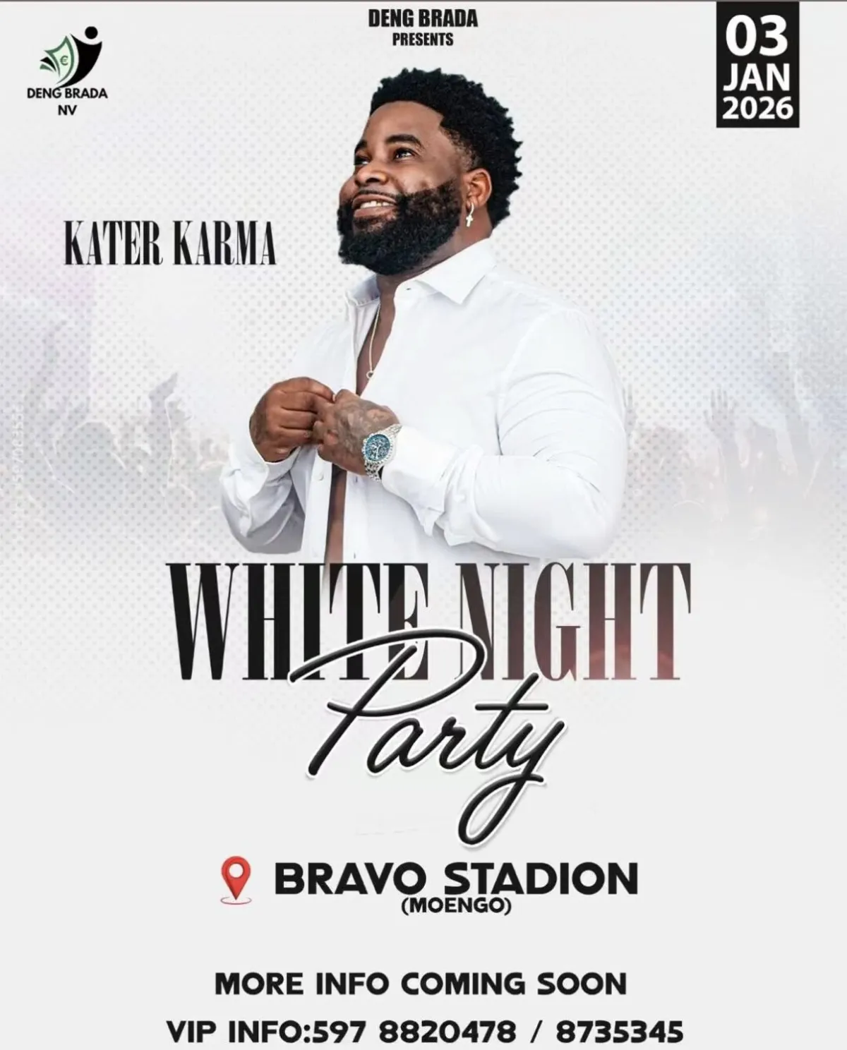 Flyer van White Night Party bij Bravo Stadion