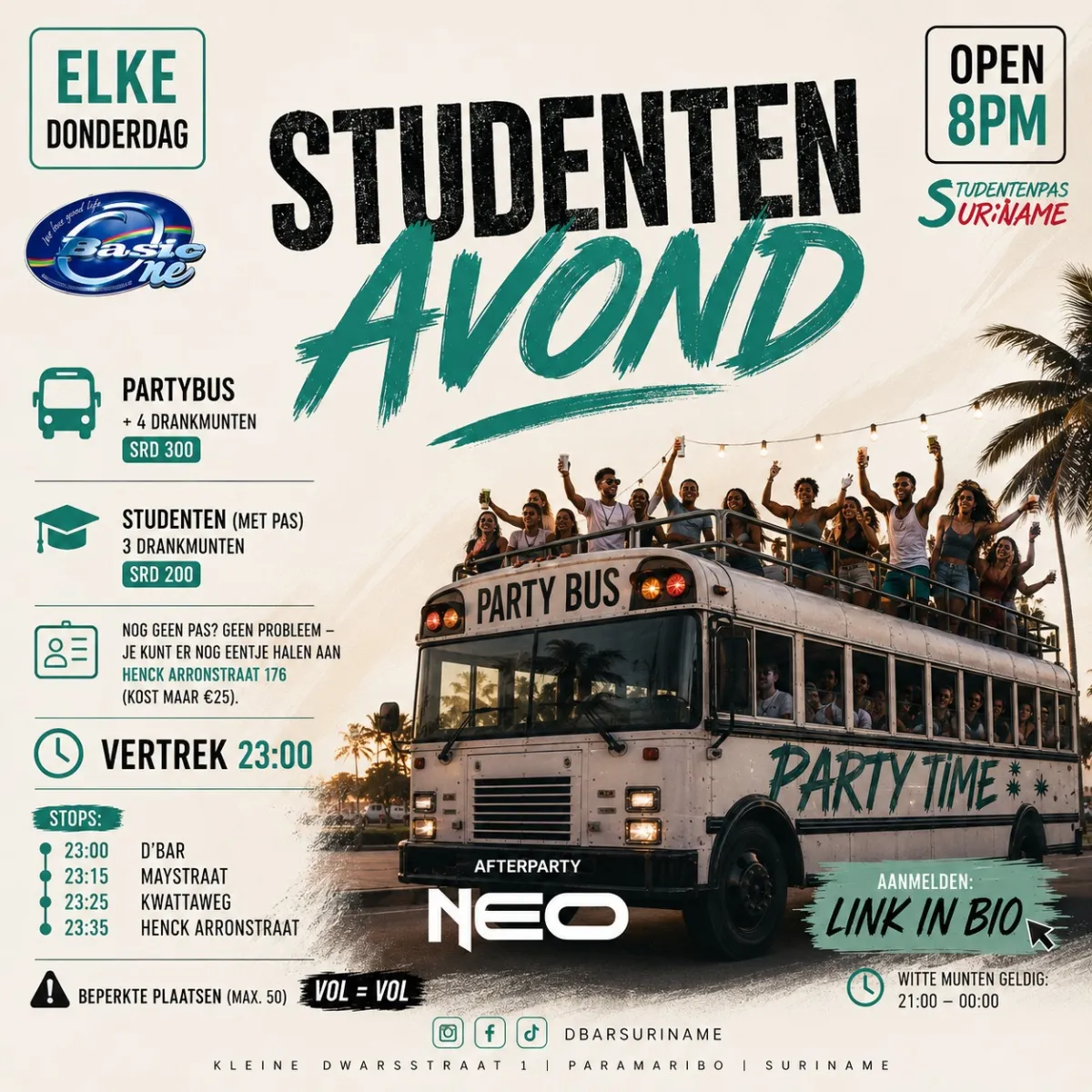Flyer of STUDENTENAVOND at D'Bar