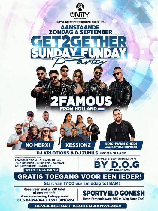 Flyer van GET2GETHER SUNDAY FUNDAY Party bij Sportveld Gonesh