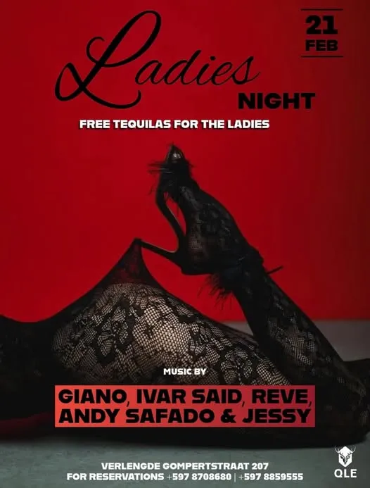 Flyer van Ladies Night bij QLE