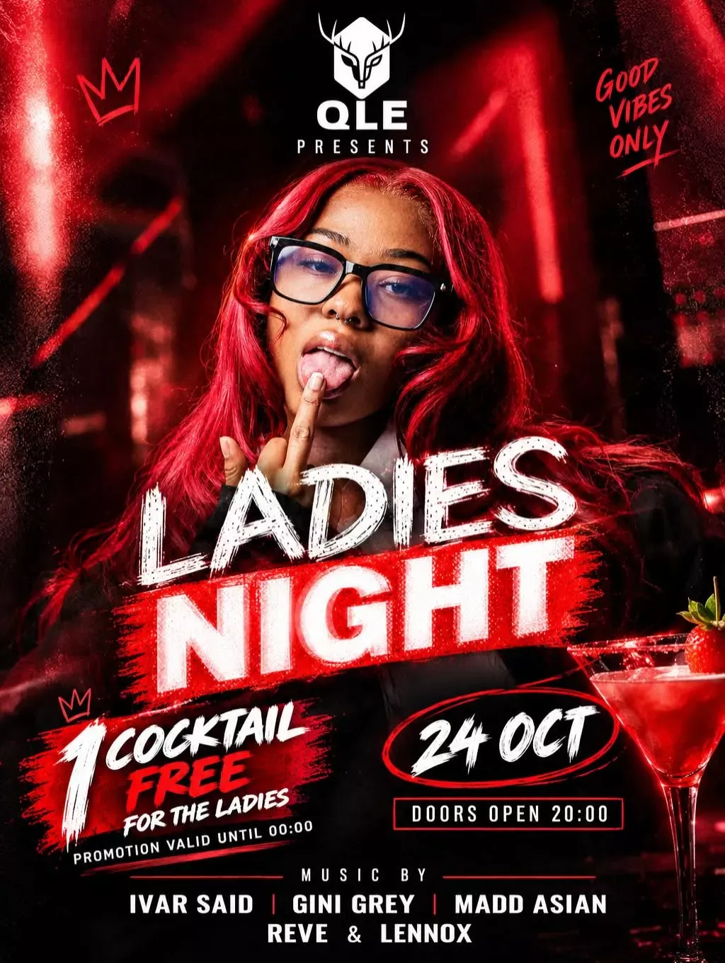 Flyer van LADIES NIGHT bij QLE
