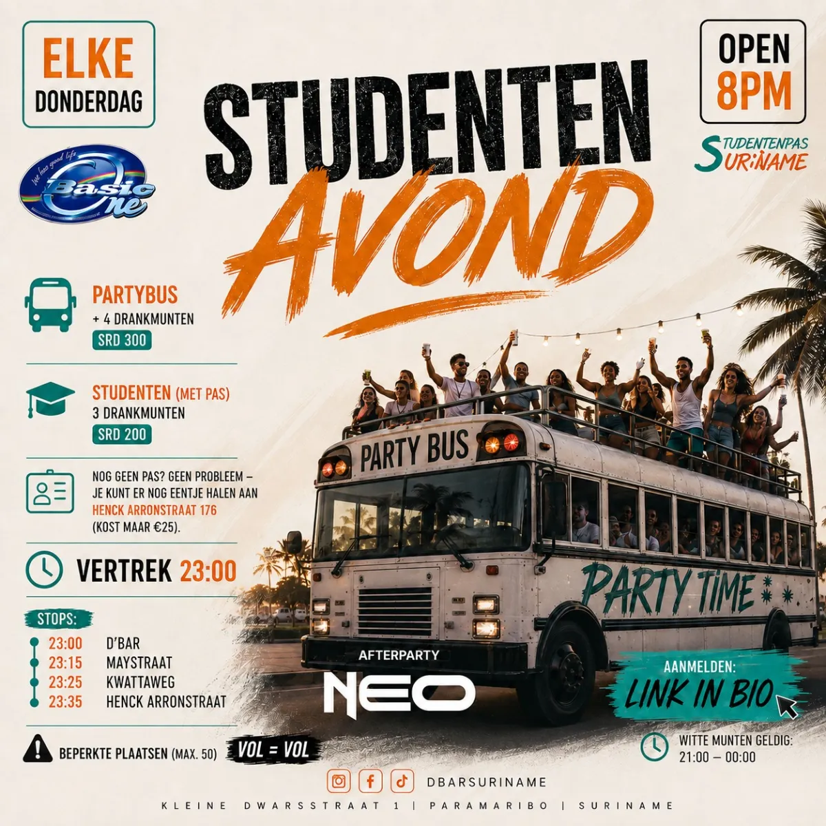 Flyer of STUDENTEN AVOND at D'Bar