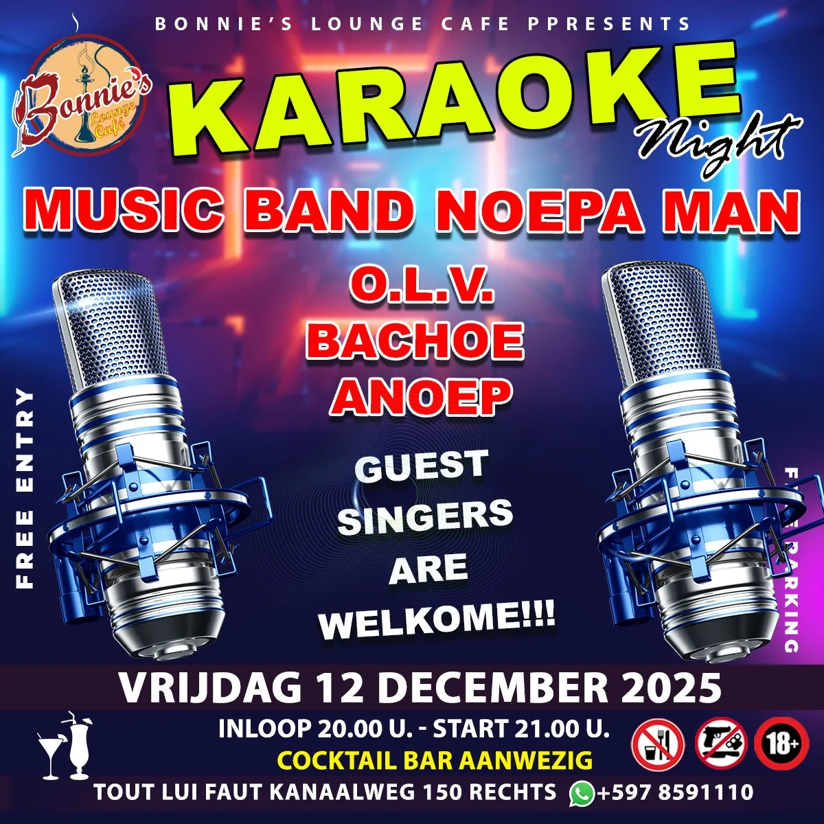 Flyer van Karaoke Night @ Bonnie's bij Bonnie's Lounge Cafe