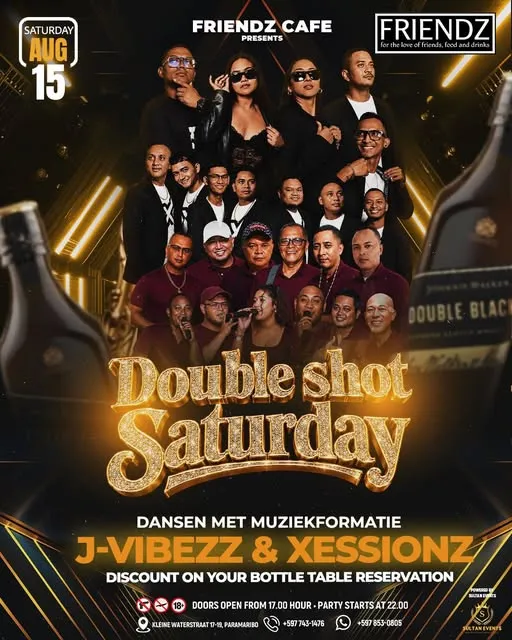 Flyer van Double shot Saturday bij Cafe Friendz