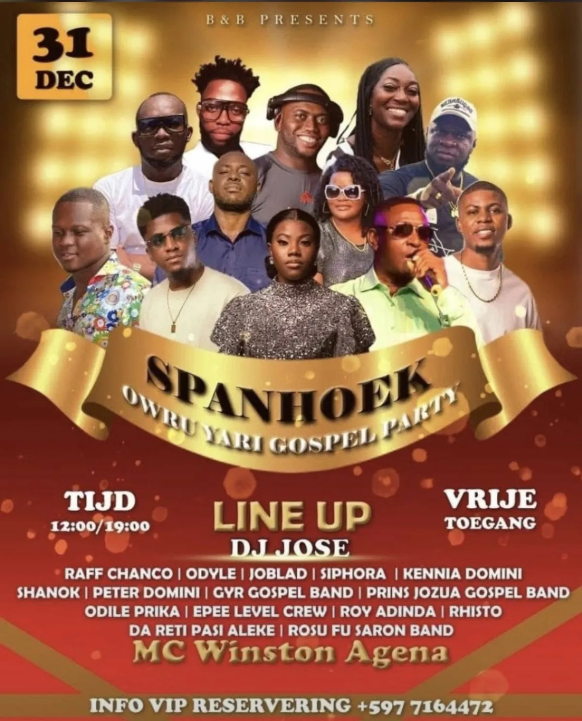 Flyer of Spanhoek Owru Yari Gospel Party at McDonald's Spanhoek