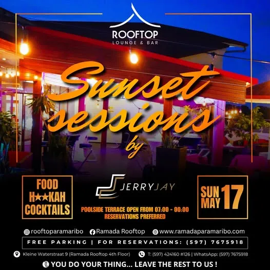Flyer van Sunset sessions bij Ramada Rooftop