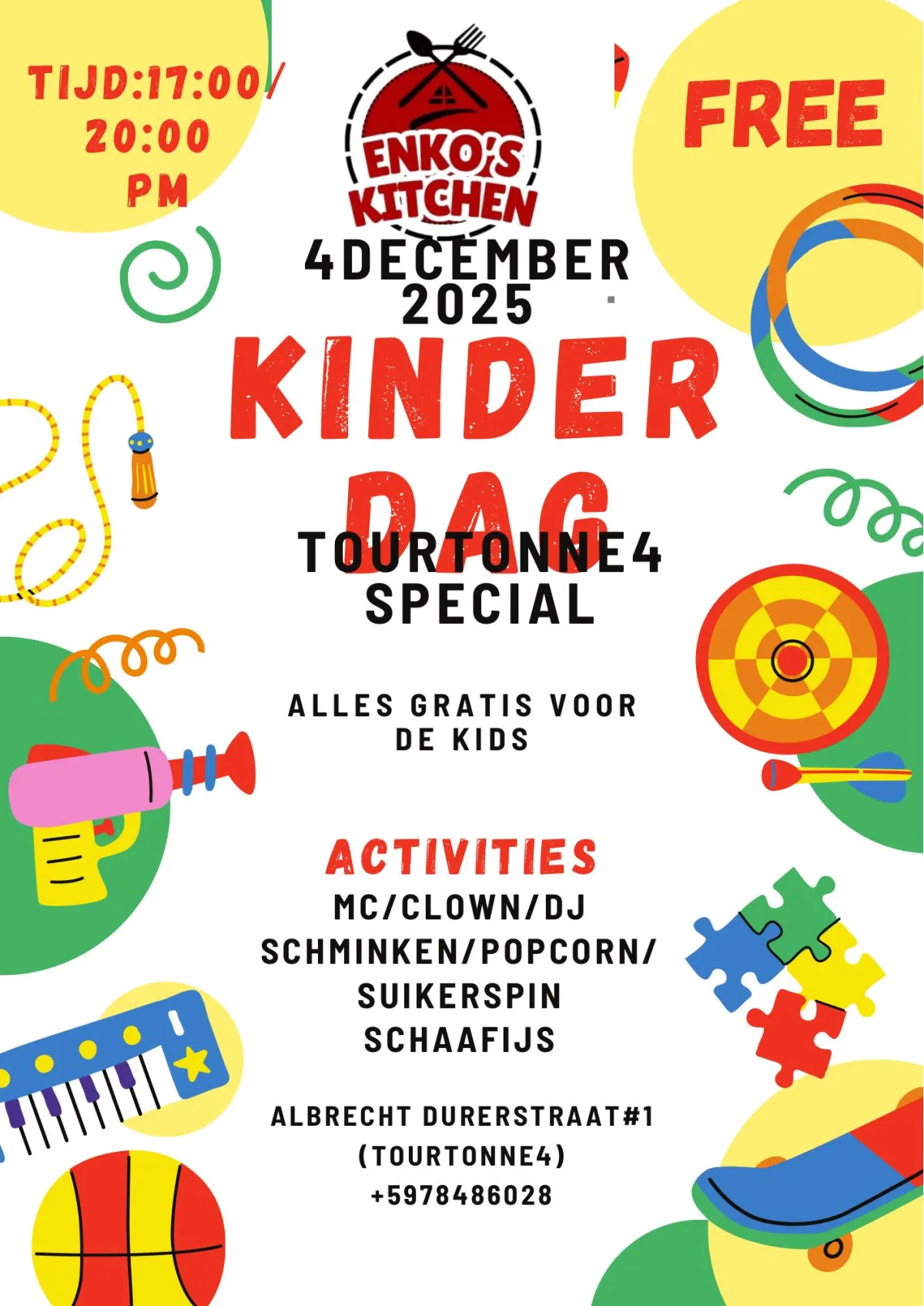 Flyer van Kinder Dag Tourtonne 4 Special bij Enko's Kitchen