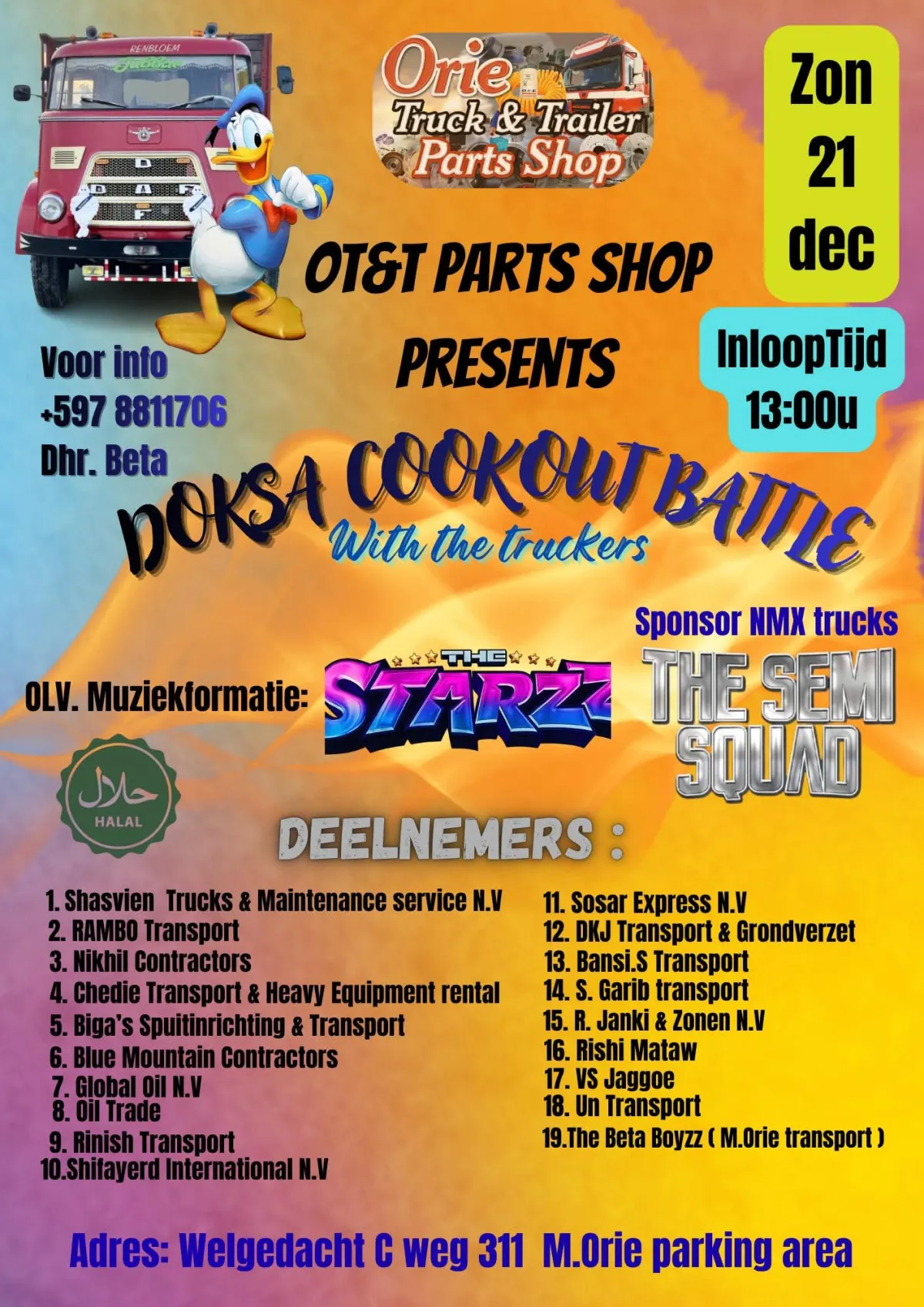 Flyer van Doksa Cookout Battle bij M.Orie parking area