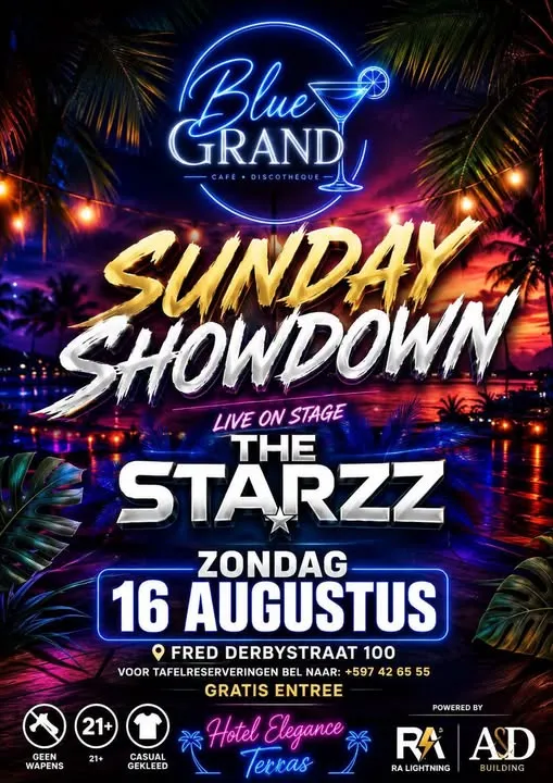 Flyer van SUNDAY SHOWDOWN bij Blue Grand Café