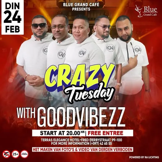 Flyer of CRAZY Tuesday at Blue Grand Café