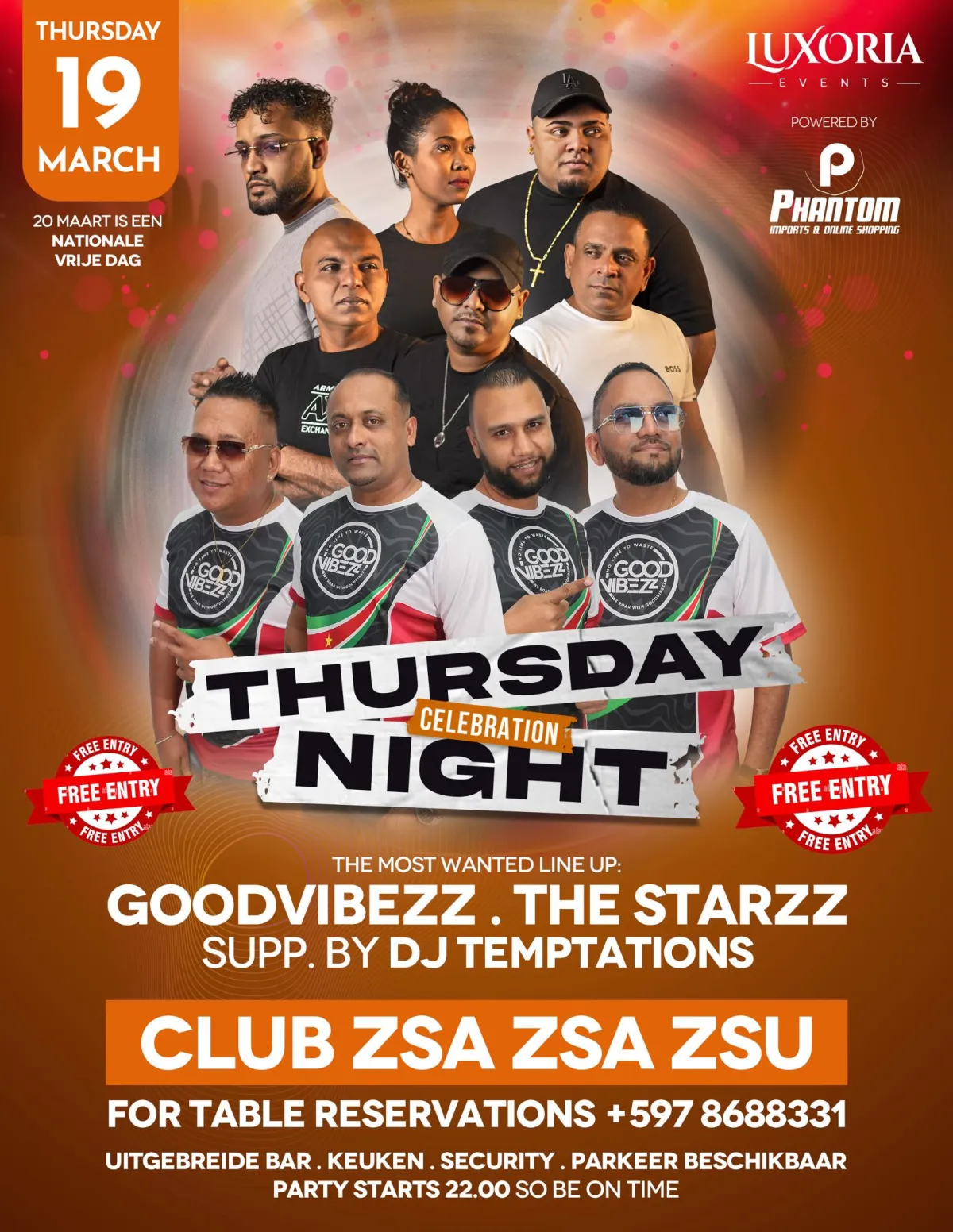 Flyer van THURSDAY NIGHT CELEBRATION bij zsazsa party centre