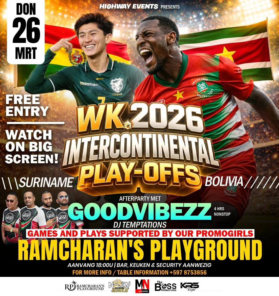 Flyer of WK 2026 Intercontinental Play-Offs at Ramcharan's Playground