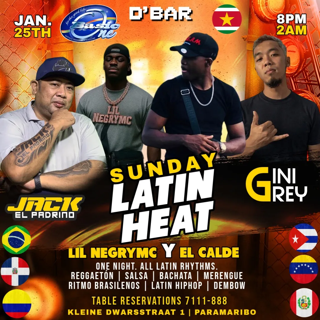 Flyer van Sunday Latin Heat bij D'Bar