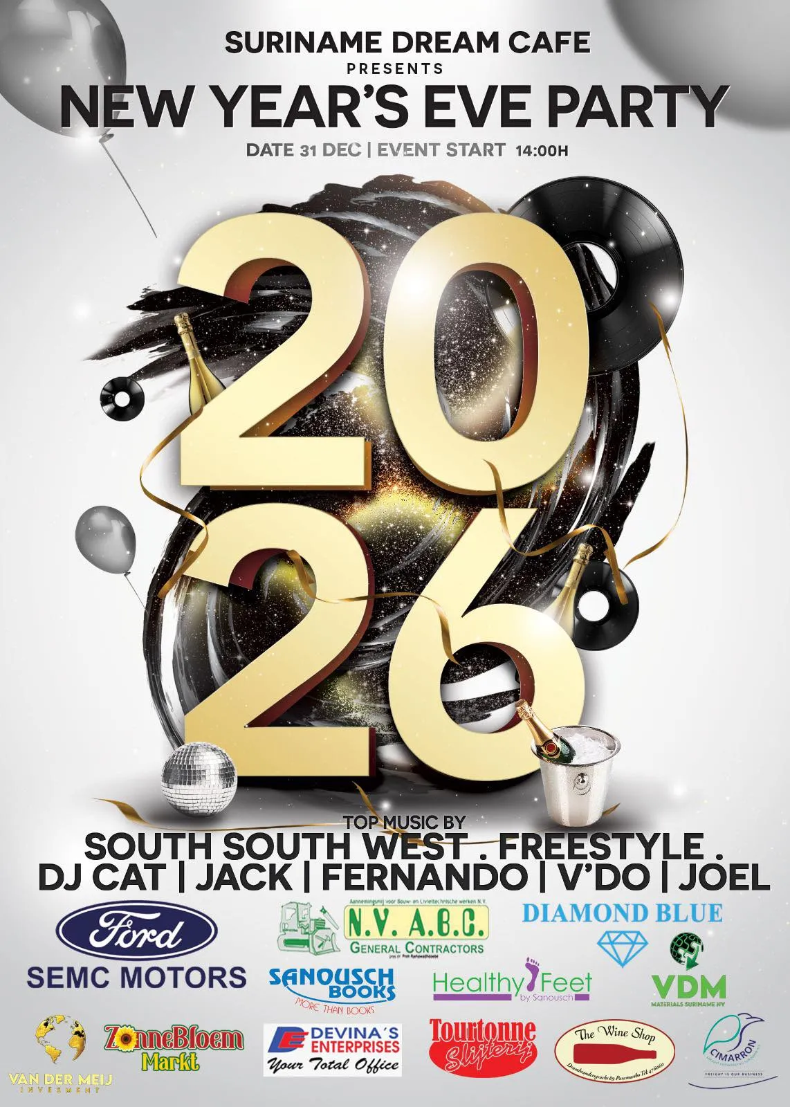 Flyer of New Year's Eve Party at Suriname Dream Cafe
