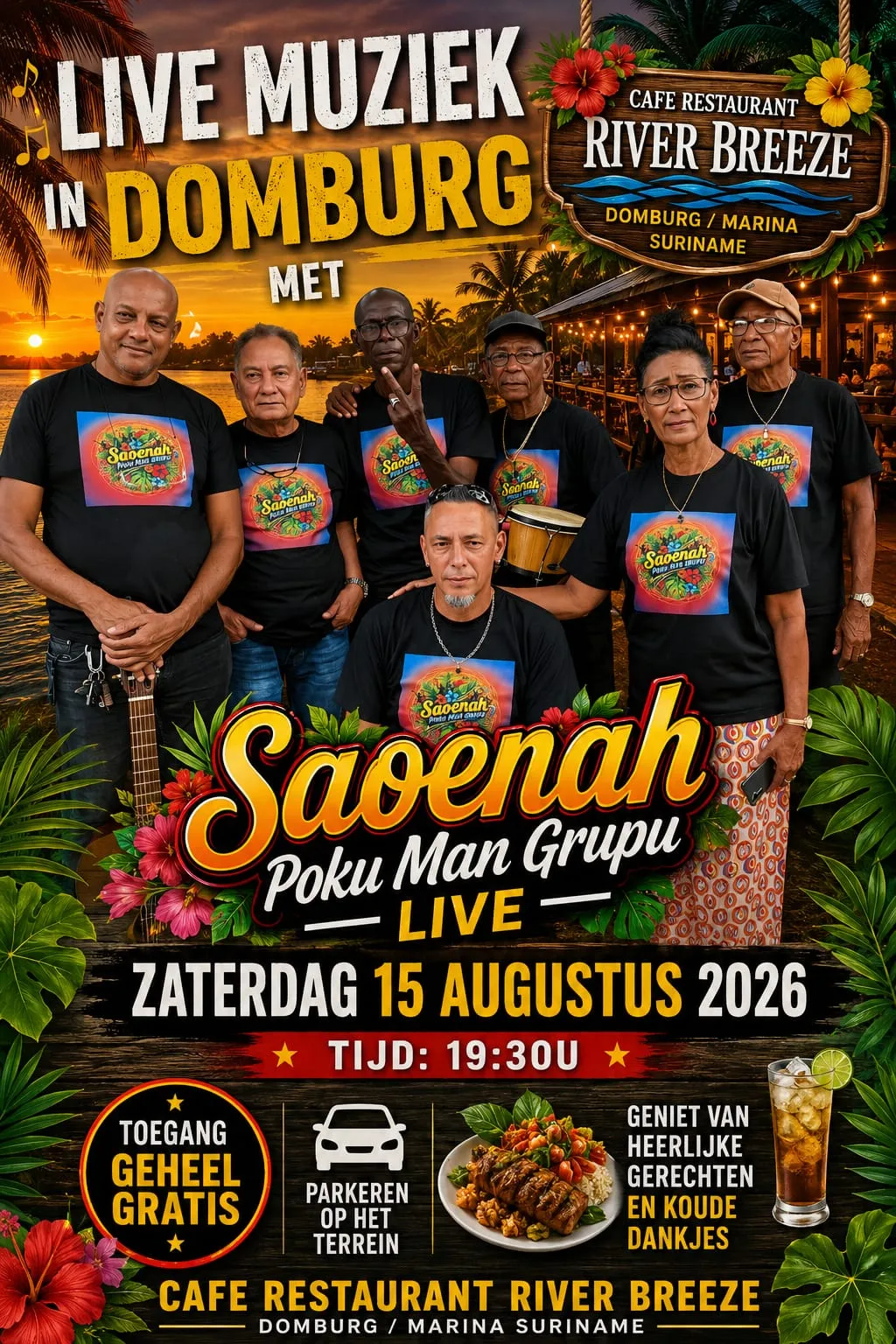 Flyer of Saonenah Poku Man Grup Live at Cafe Restaurant River Breeze Marina