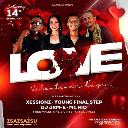 Flyer van LOVE Valentine's Day bij zsazsa party centre
