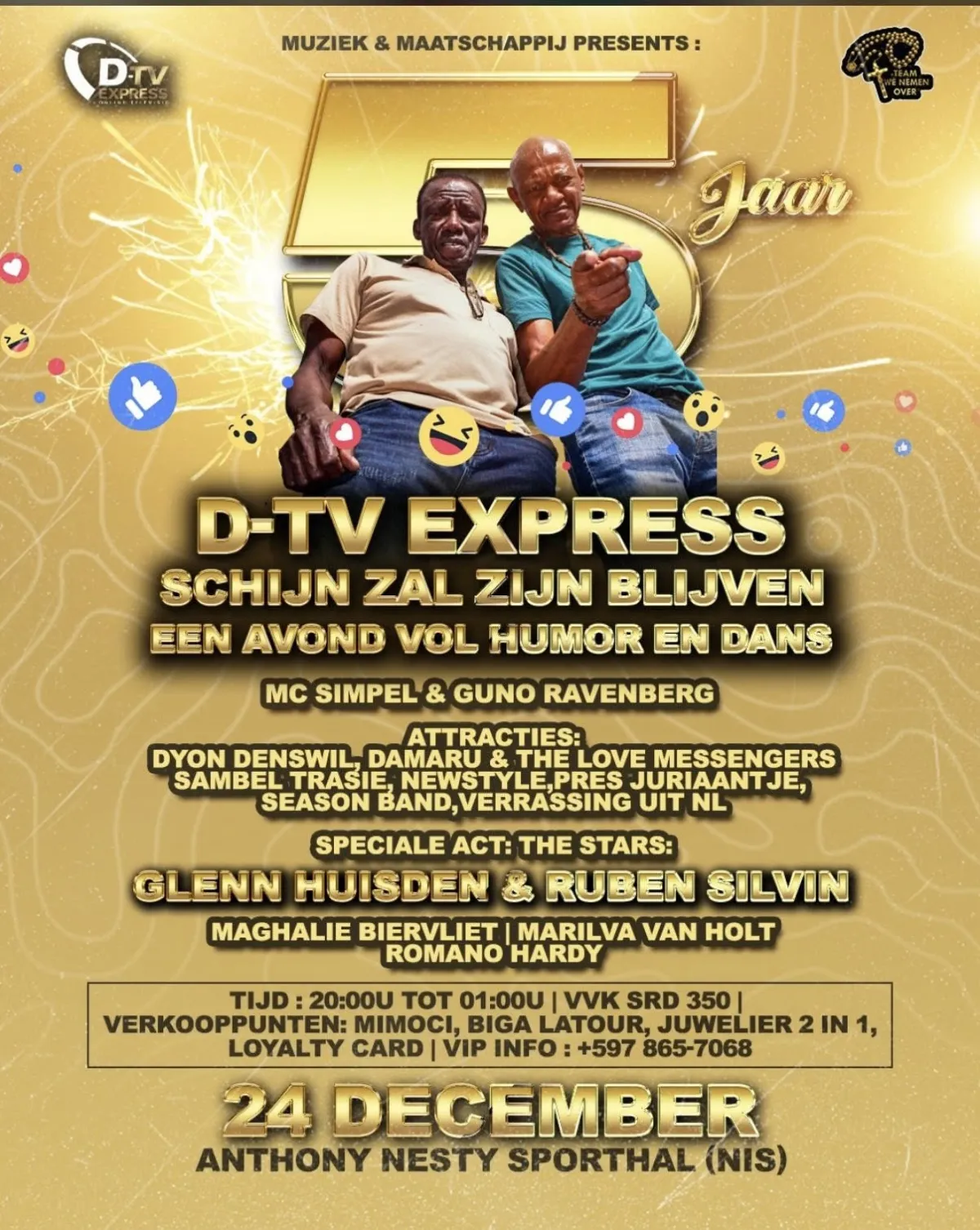 Flyer of D-TV Express - Schijn Zal Zijn Blijven at Anthony Nesty Sporthal