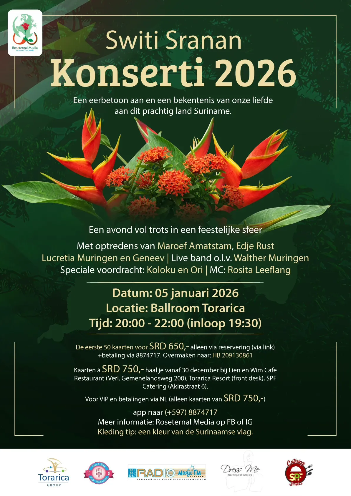 Flyer of Switi Sranan Konserti 2026 at Ballroom Torarica