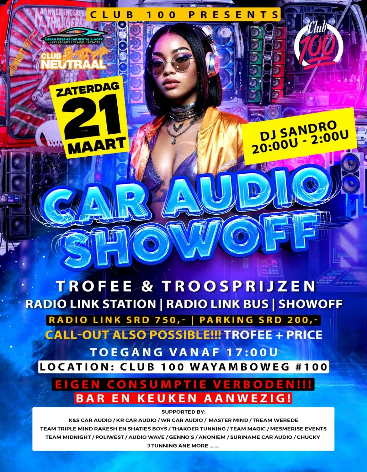 Flyer van Car Audio Showoff bij Club 100