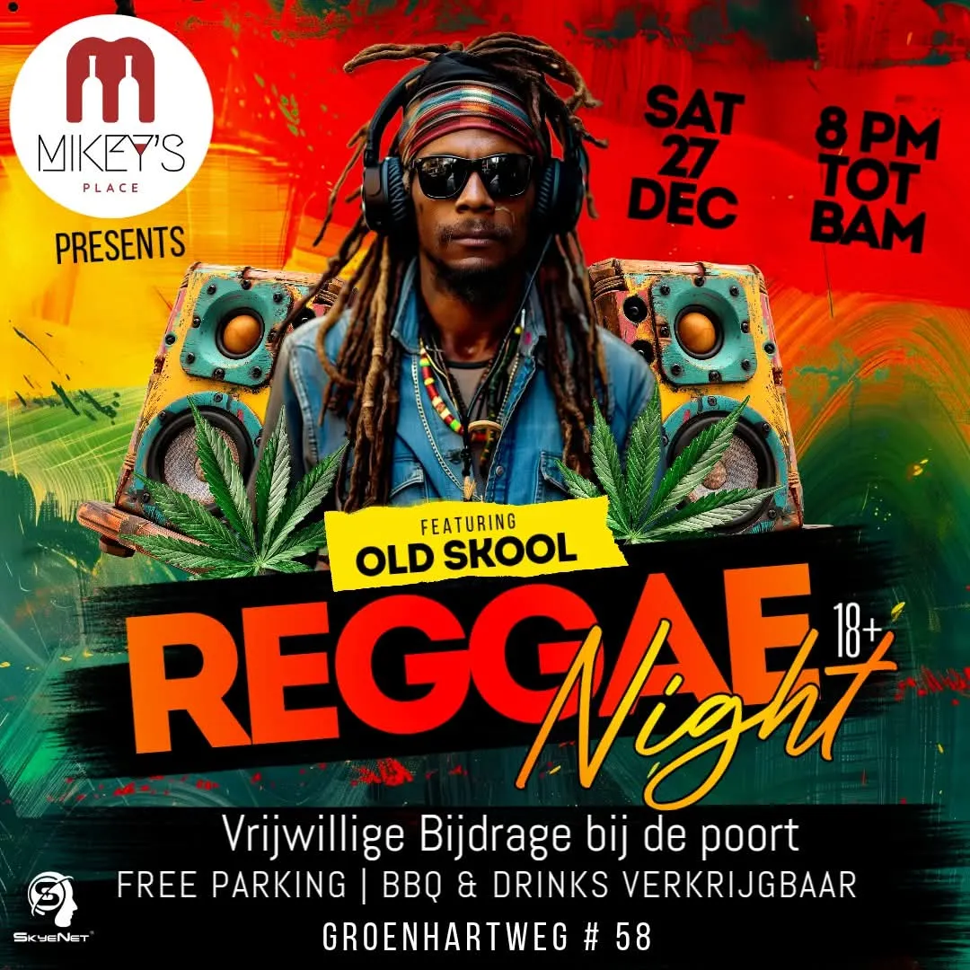 Flyer van Reggae Night bij Mikey's Place