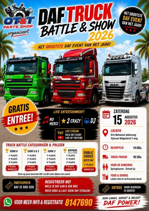 Flyer of DAF TRUCK BATTLE & SHOW 2026 at Orie Mohamed Jabbarweg, Zijlstraat Weigeldijk C-wg