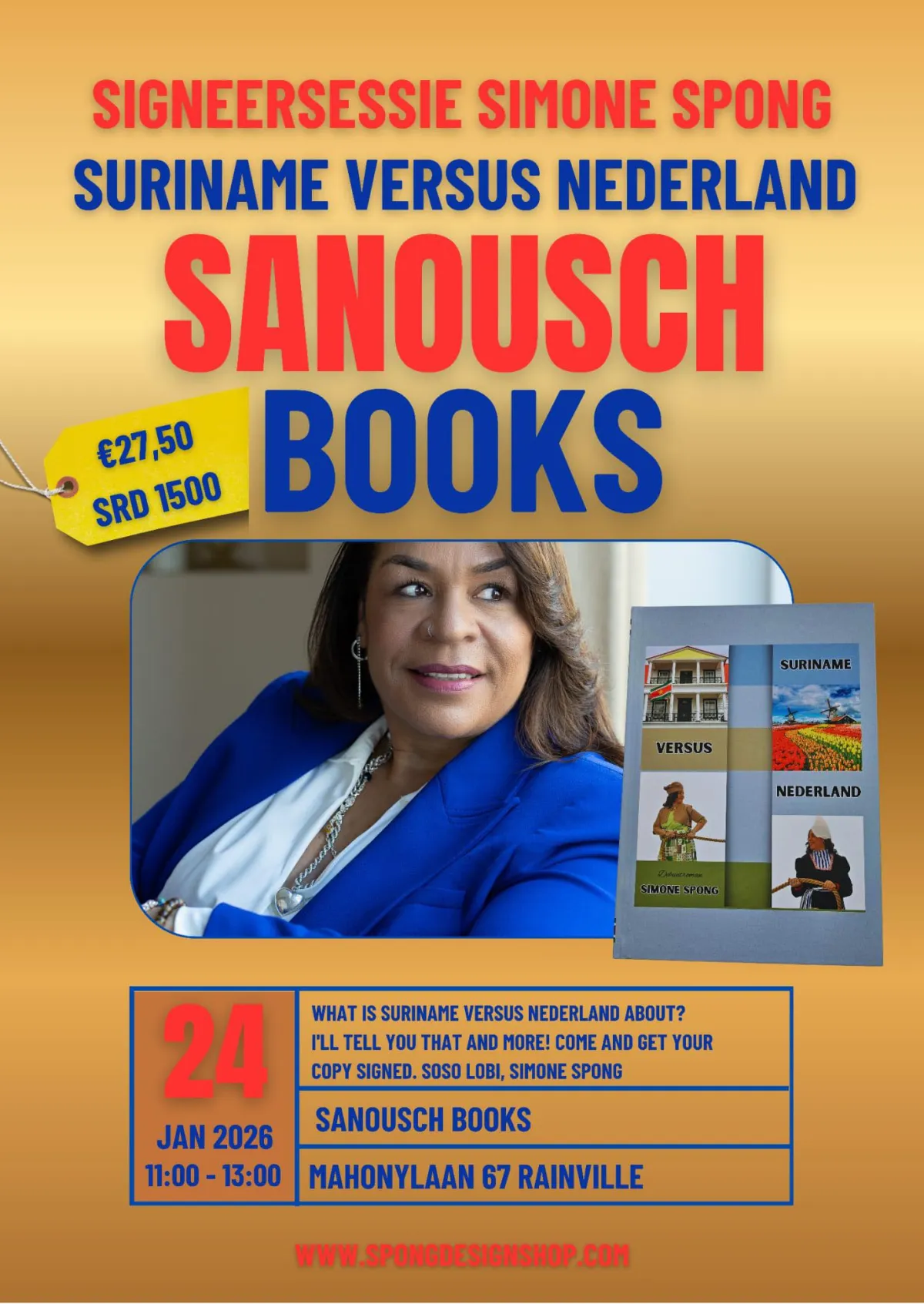 Flyer of Signeersessie Simone Spong at Sanousch Books