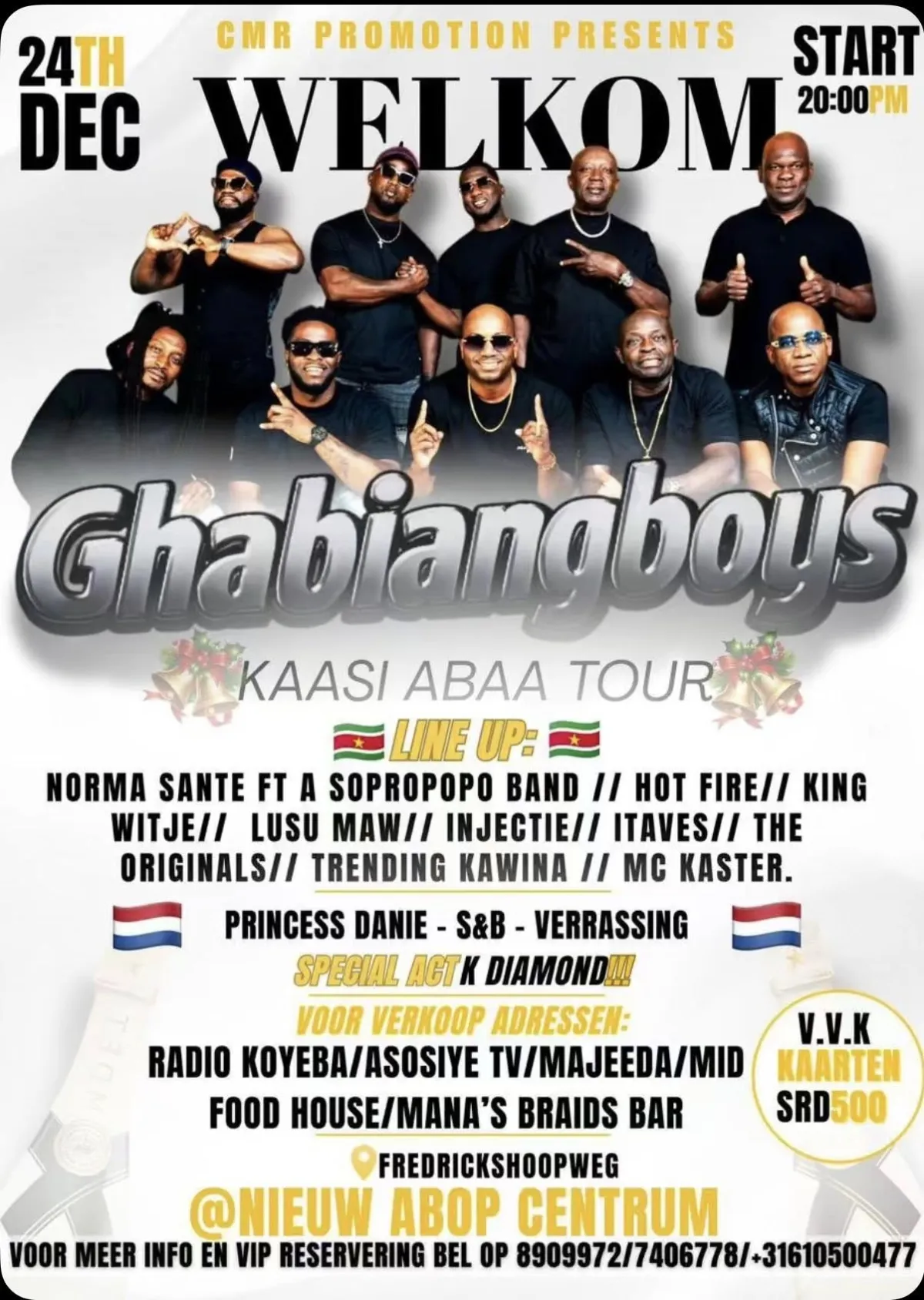 Flyer of Ghiangboys Kaasi Abaa Tour at ABOP Centrum Frederikshoop