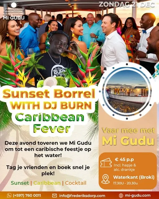 Flyer van Sunset Borrel with DJ Burn bij Broki