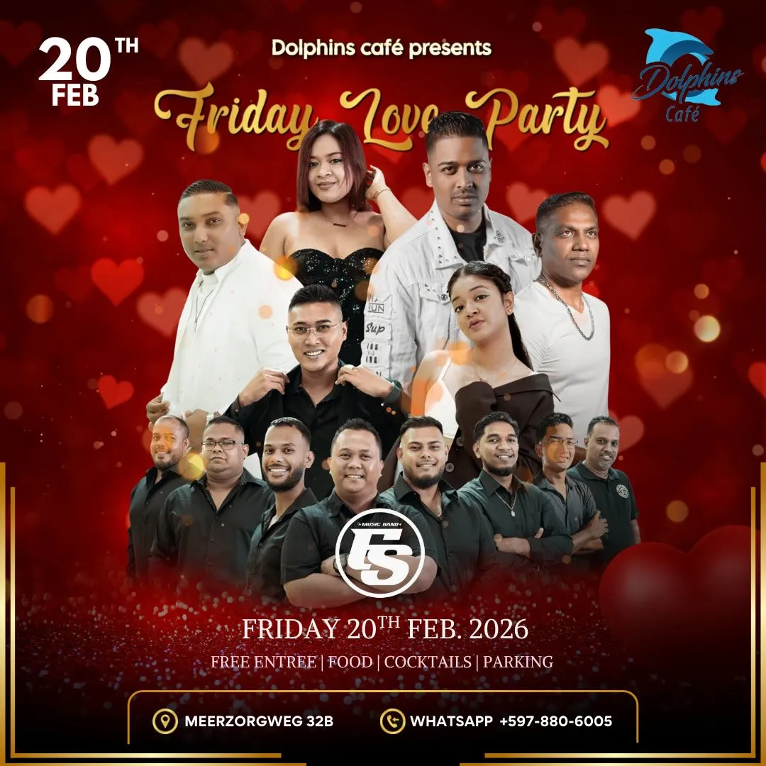 Flyer of Friday Love Party at Dolphins Café
