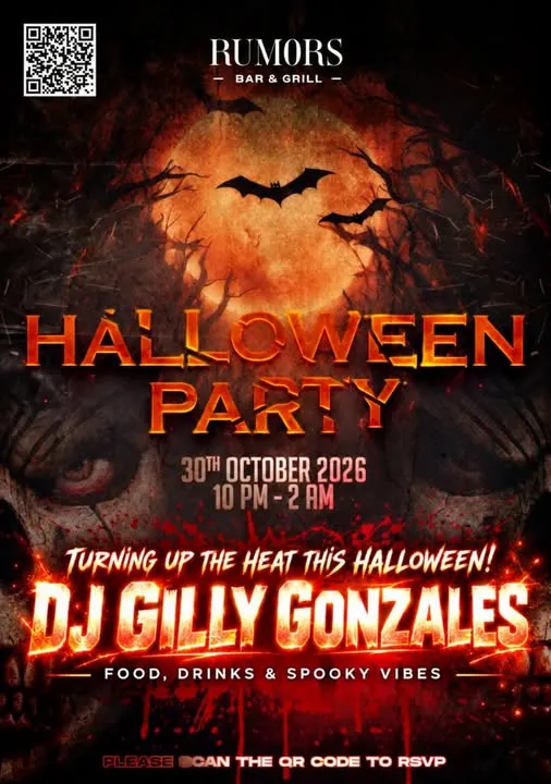 Flyer van Halloween Party bij Rumors Bar & Grill @Radisson Hotel Paramaribo