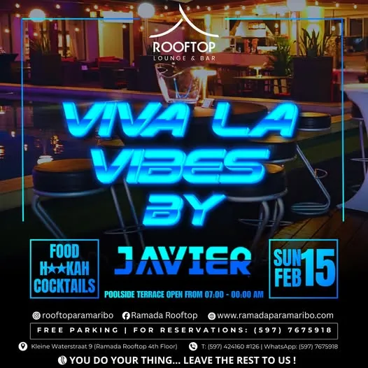 Flyer van Viva La Vibes by Javier bij Ramada Rooftop