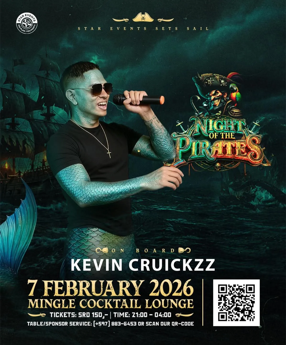 Flyer of Night of the Pirates at Mingle Cocktail Lounge