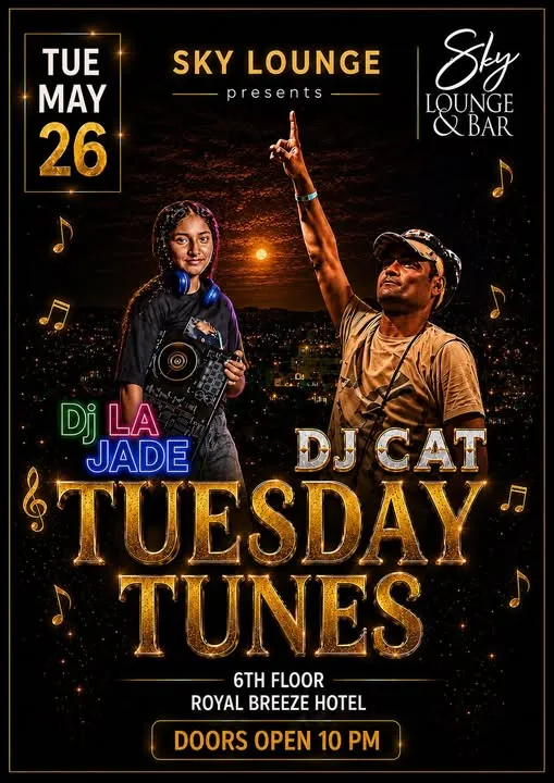Flyer van Tuesday Tunes bij Sky Lounge & Bar