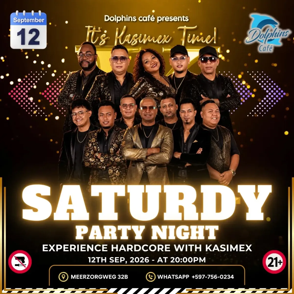 Flyer van SATURDAY PARTY NIGHT bij Dolphins Café
