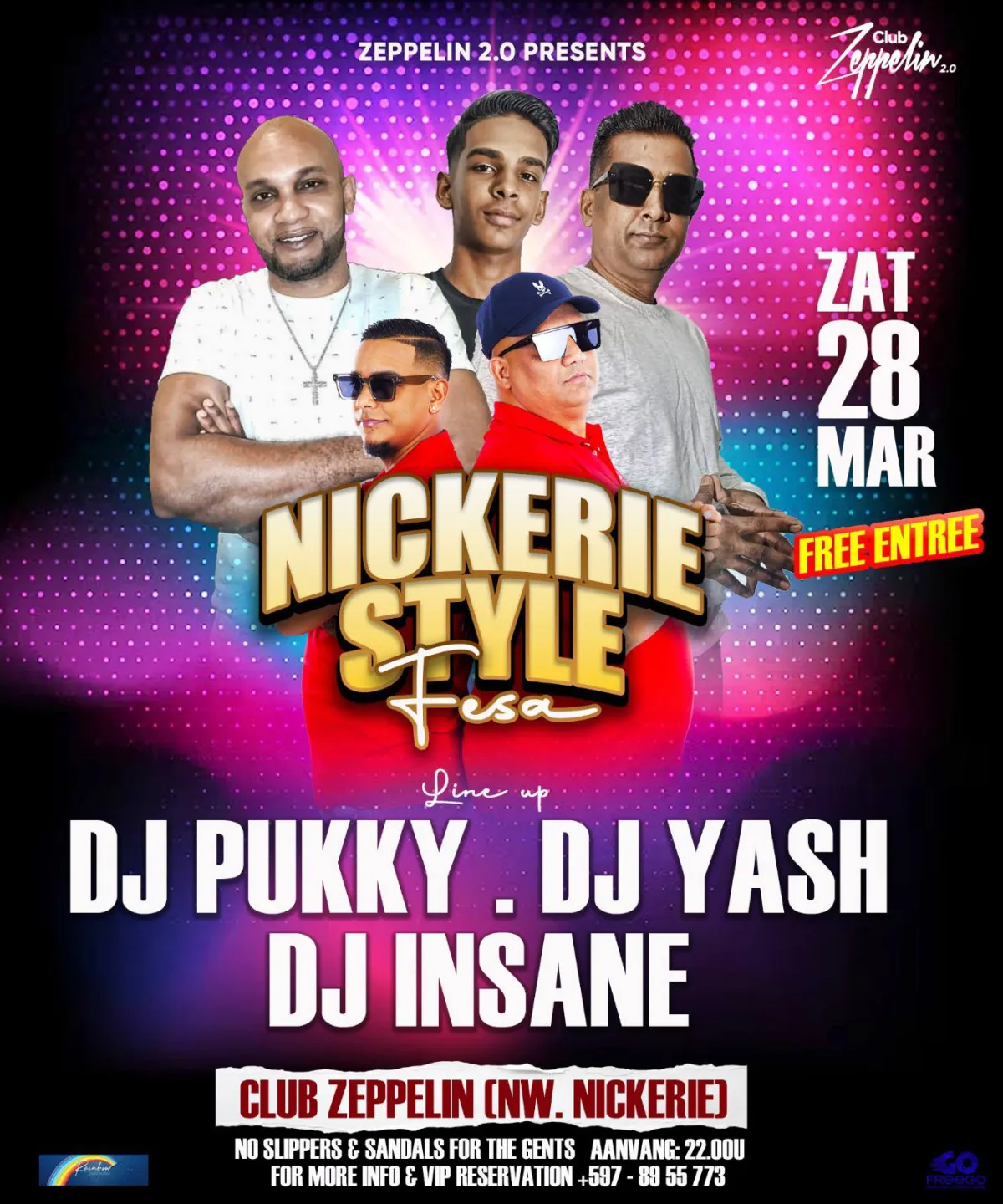 Flyer van Nickerie Style Fesa bij Club Zeppelin