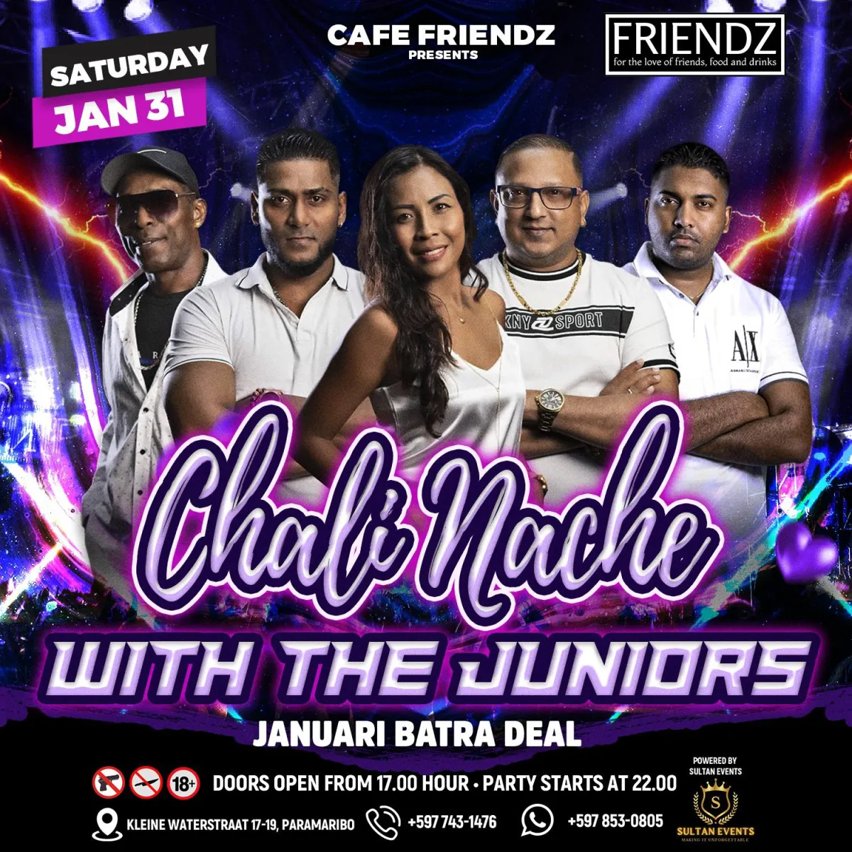 Flyer of Chali Nache with The Juniors at Cafe Friendz