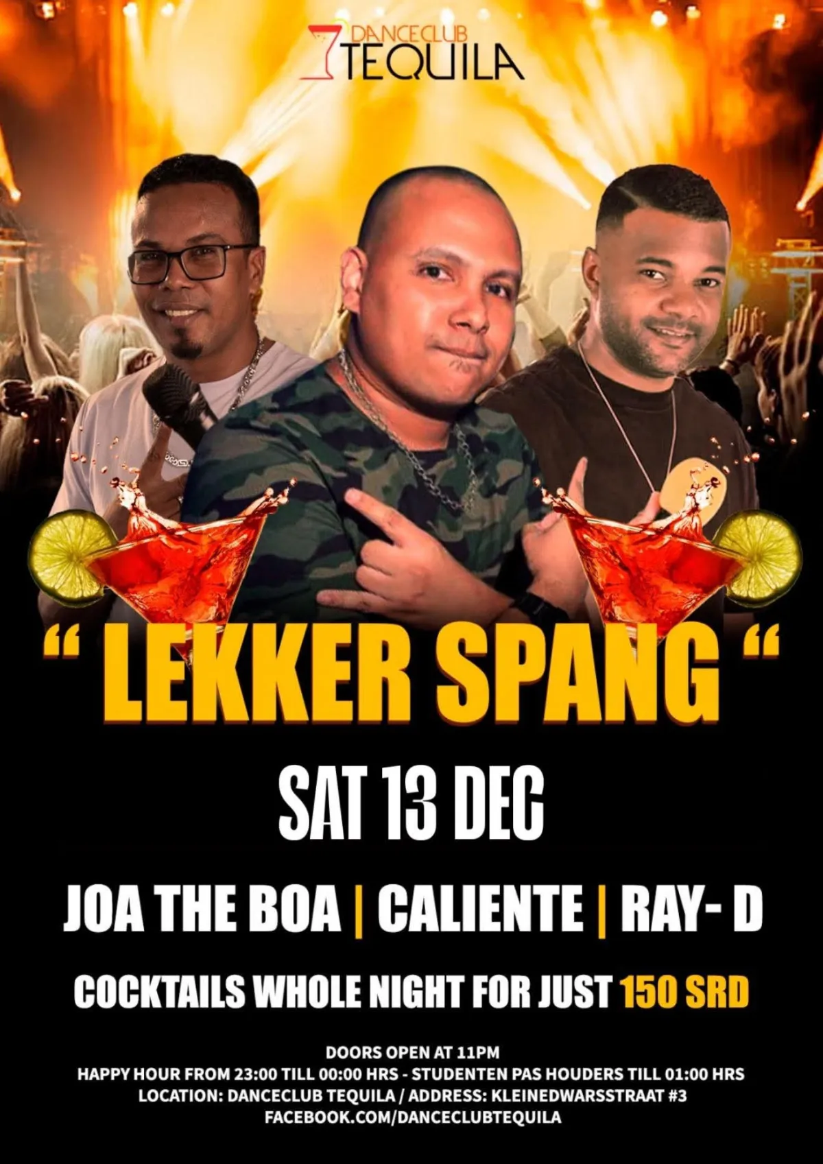 Flyer van Lekker Spang bij Danceclub Tequila