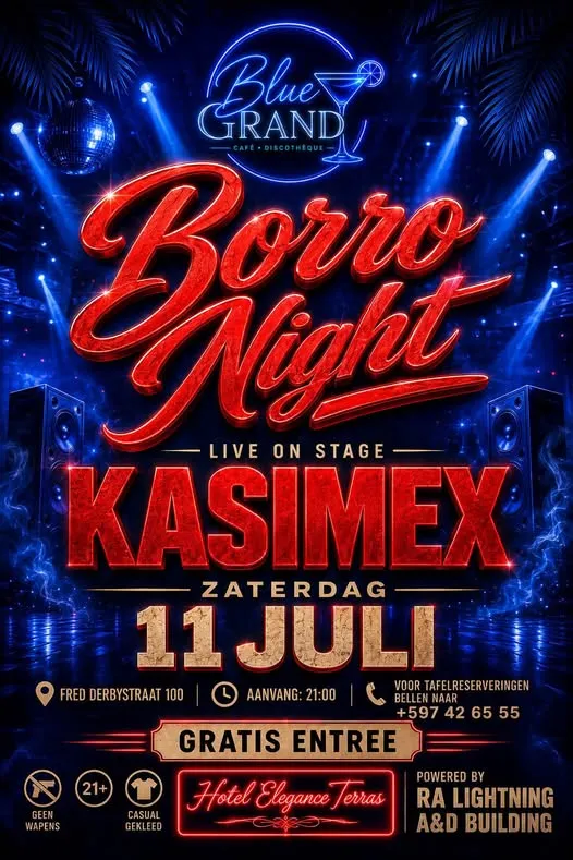 Flyer van Borro Night bij Blue Grand Café