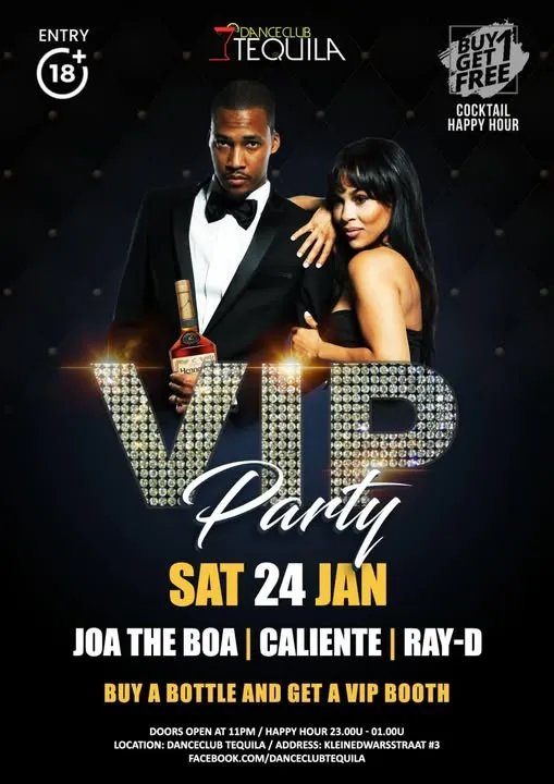 Flyer van VIP Party bij Danceclub Tequila
