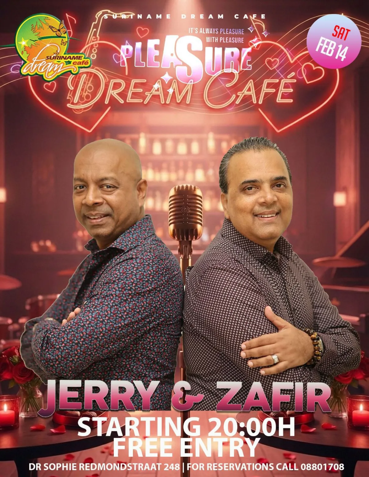 Flyer van Pleasure Dream Café bij Suriname Dream Cafe