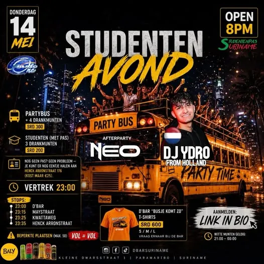 Flyer of STUDENTEN AVOND at D'Bar