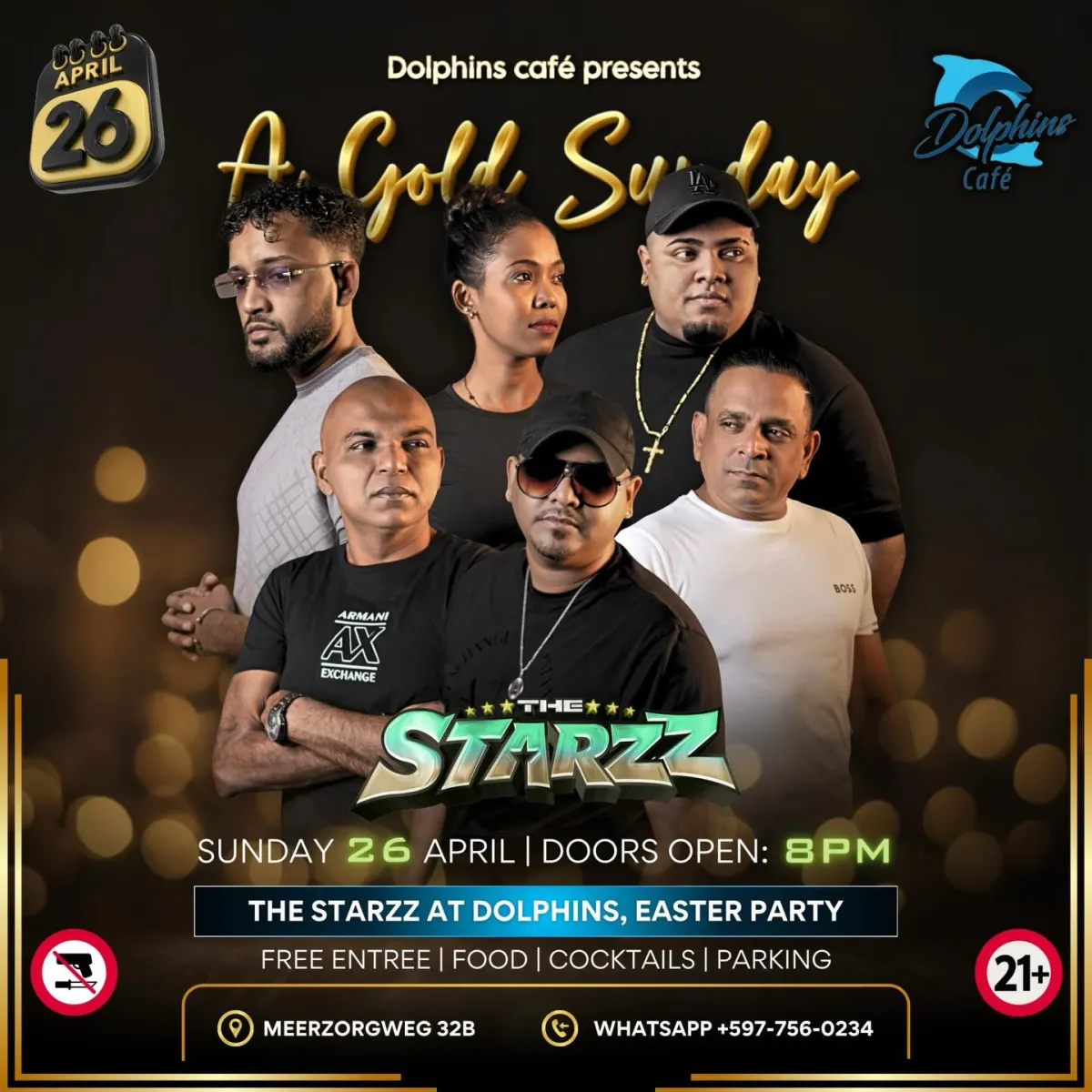 Flyer van A Gold Sunday bij Dolphins Café