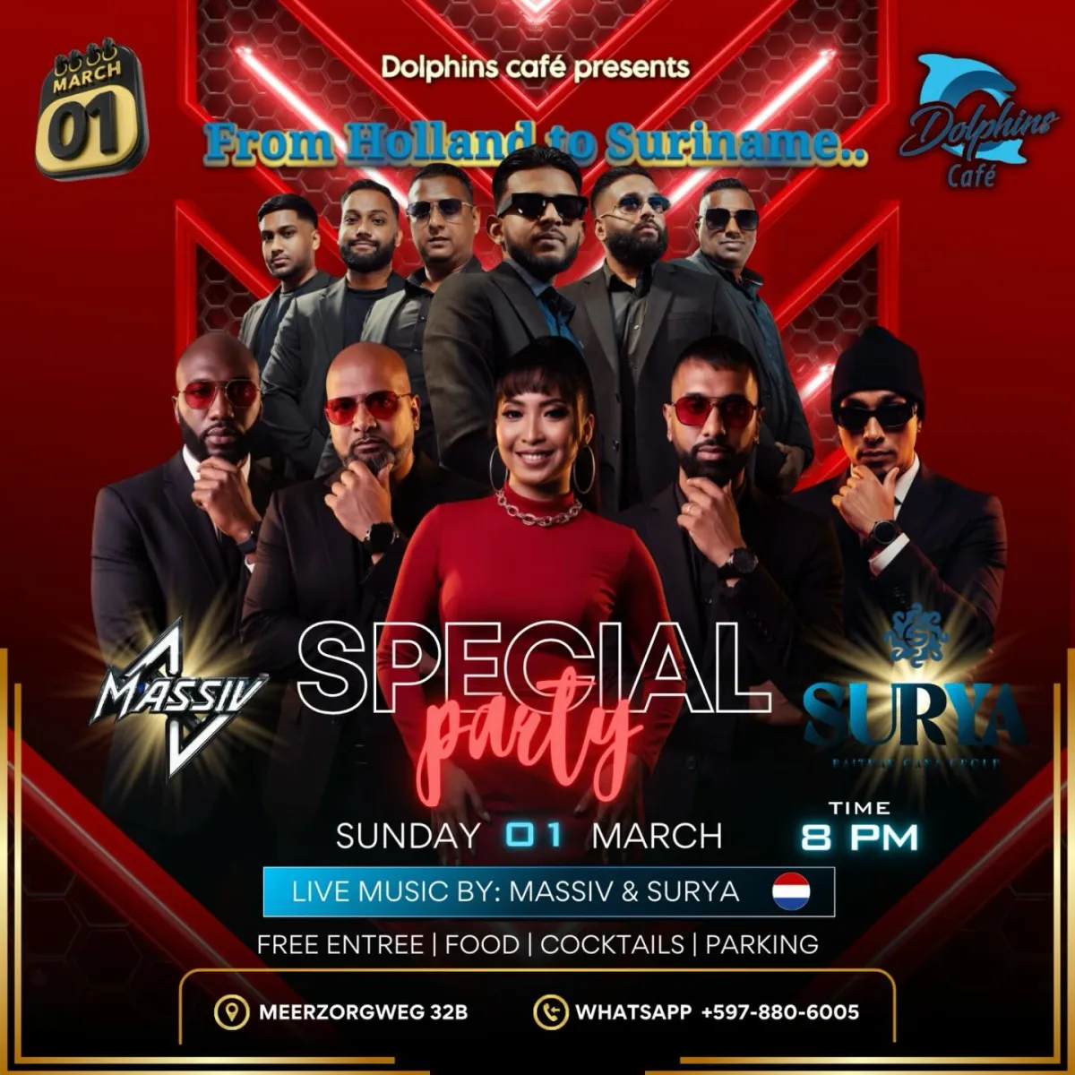 Flyer of Special Party at Dolphins Café