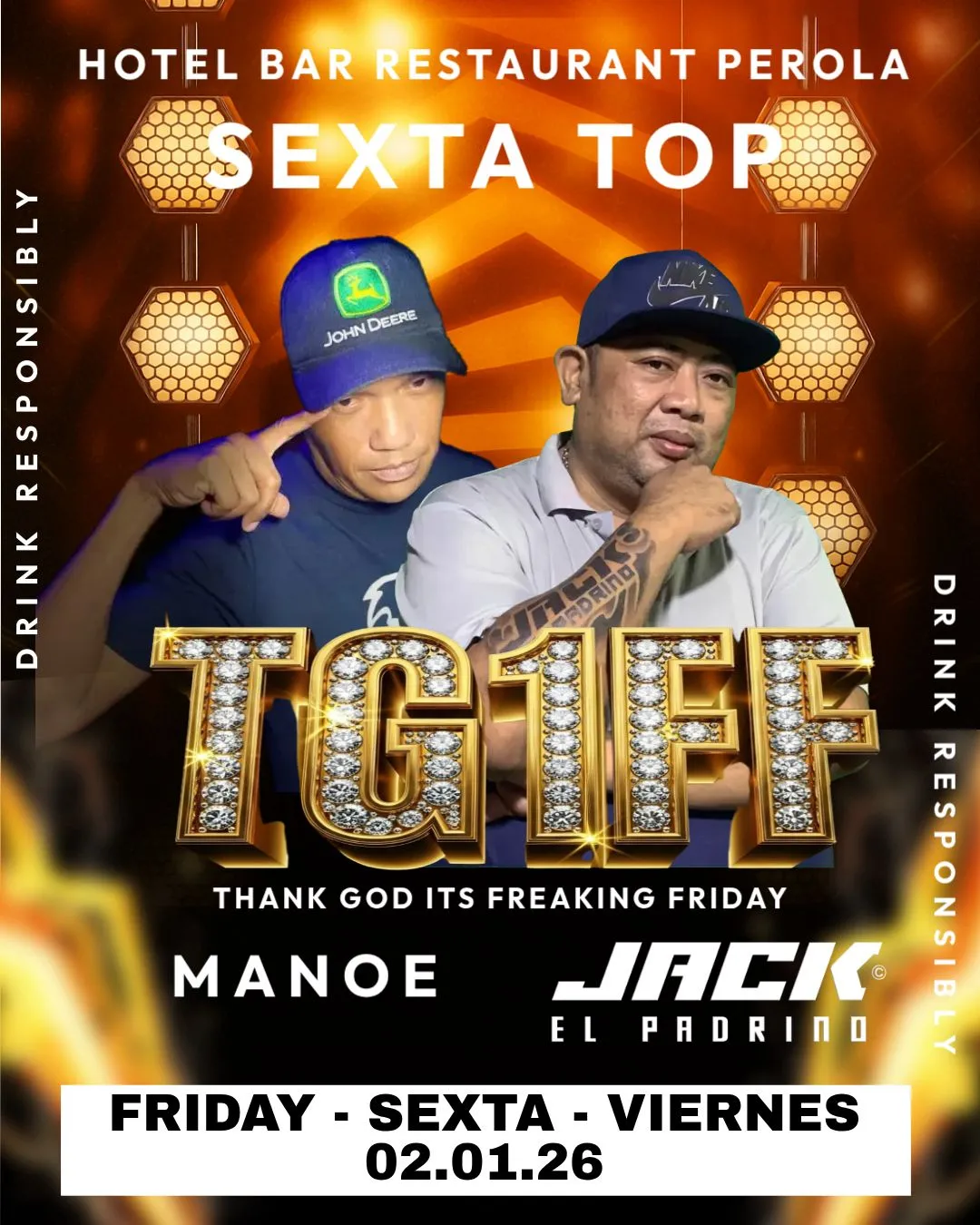 Flyer van TG1FF bij Hotel Bar Restaurant Perola