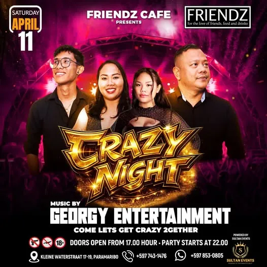 Flyer van CRAZY NIGHT bij Cafe Friendz