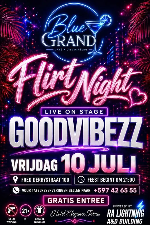 Flyer van Flirt Night bij Blue Grand Café