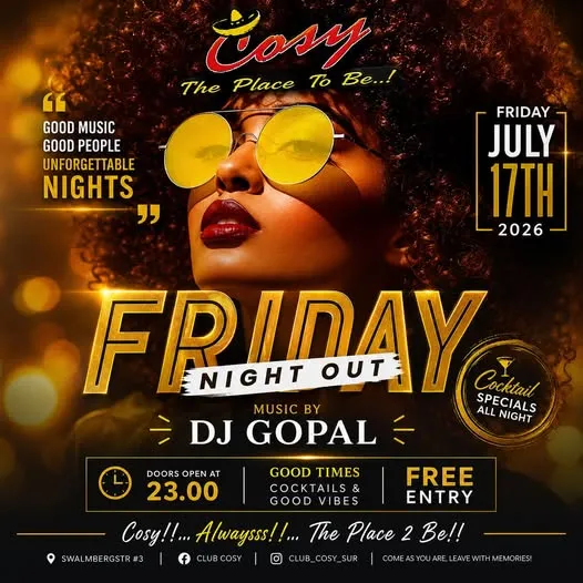 Flyer van FRIDAY NIGHT OUT bij Club Cosy