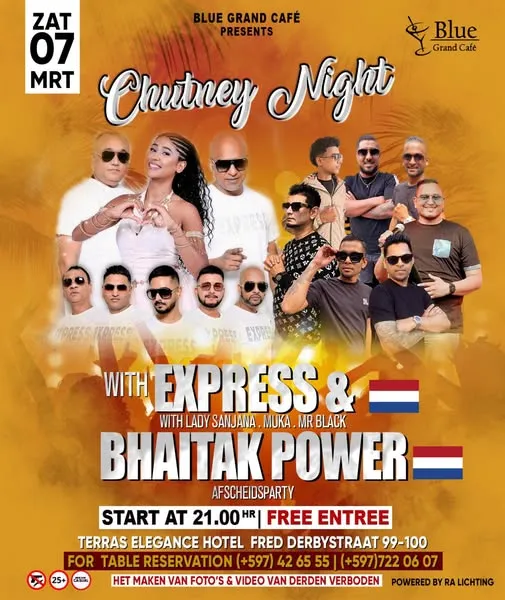 Flyer van Chutney Night bij Blue Grand Café