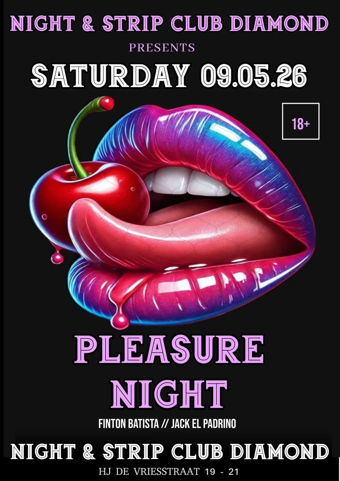 Flyer van PLEASURE NIGHT bij Night & Strip Club Diamond