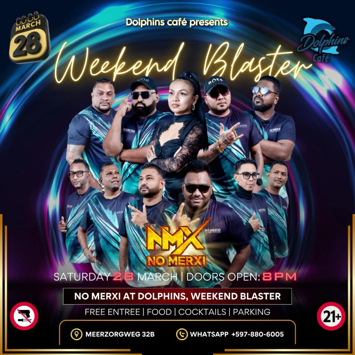 Flyer van Weekend Blaster bij Dolphins Café